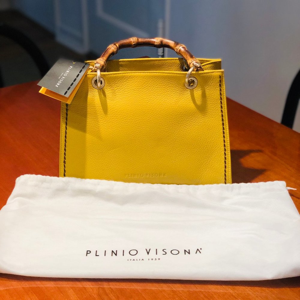 Plinio Visona yellow Italian leather purse